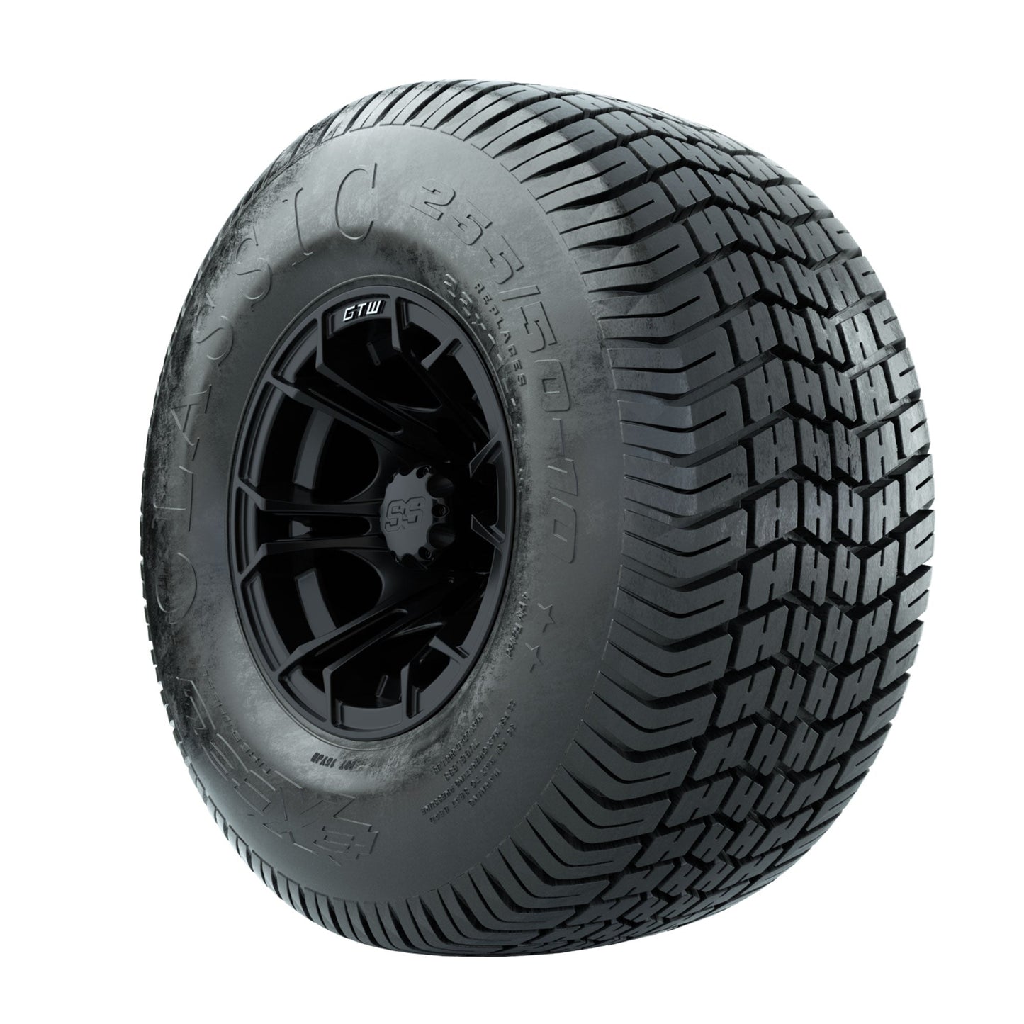 GTW Spyder Matte Black 10 in Wheels with 22x11-10 Excel Classic Street Tires Full Set