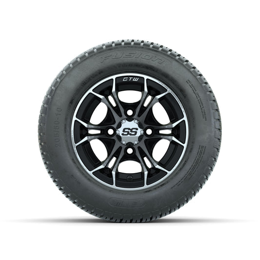 GTW Spyder Machined/Black 10 in Wheels with 205/50-10 Fusion Street Tires Full Set