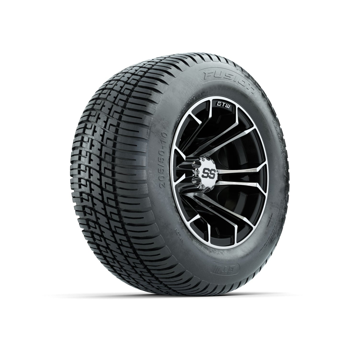 GTW Spyder Machined/Black 10 in Wheels with 205/50-10 Fusion Street Tires Full Set