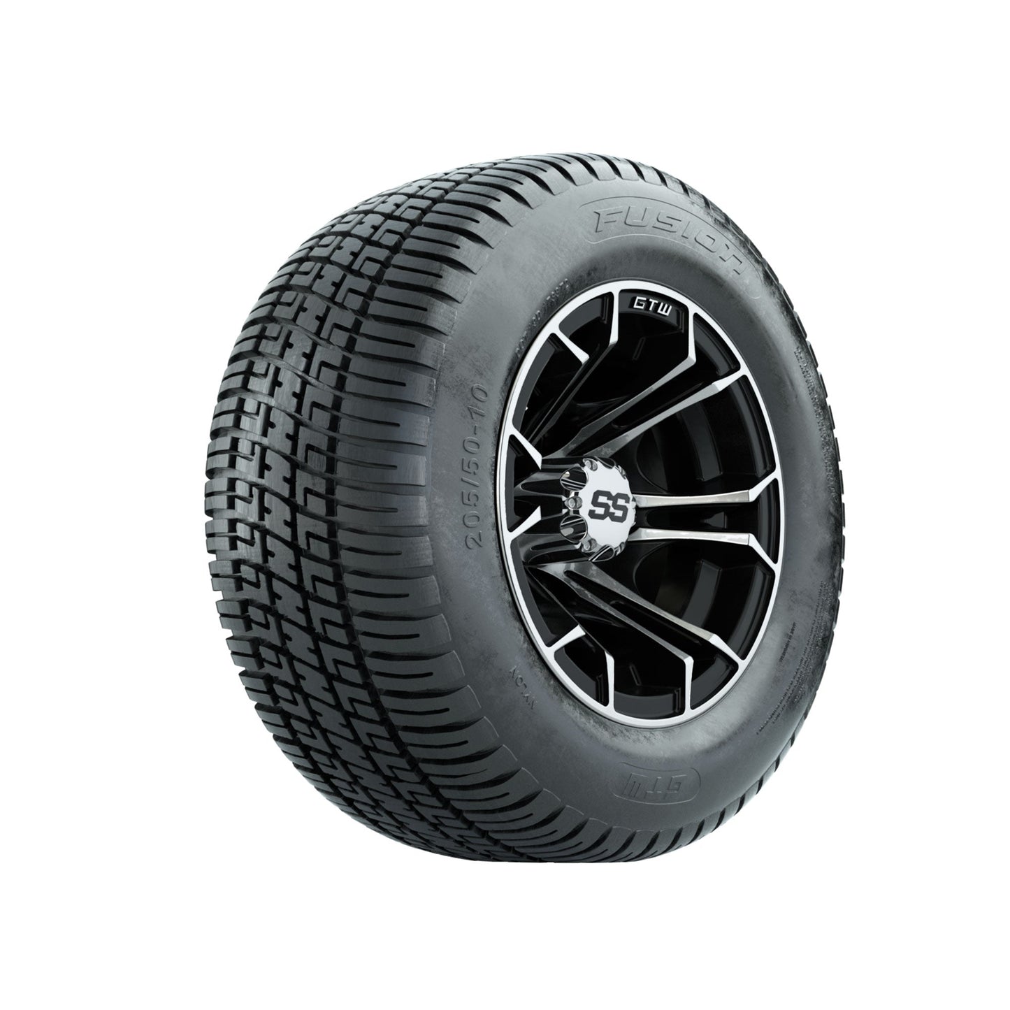 GTW Spyder Machined/Black 10 in Wheels with 205/50-10 Fusion Street Tires Full Set