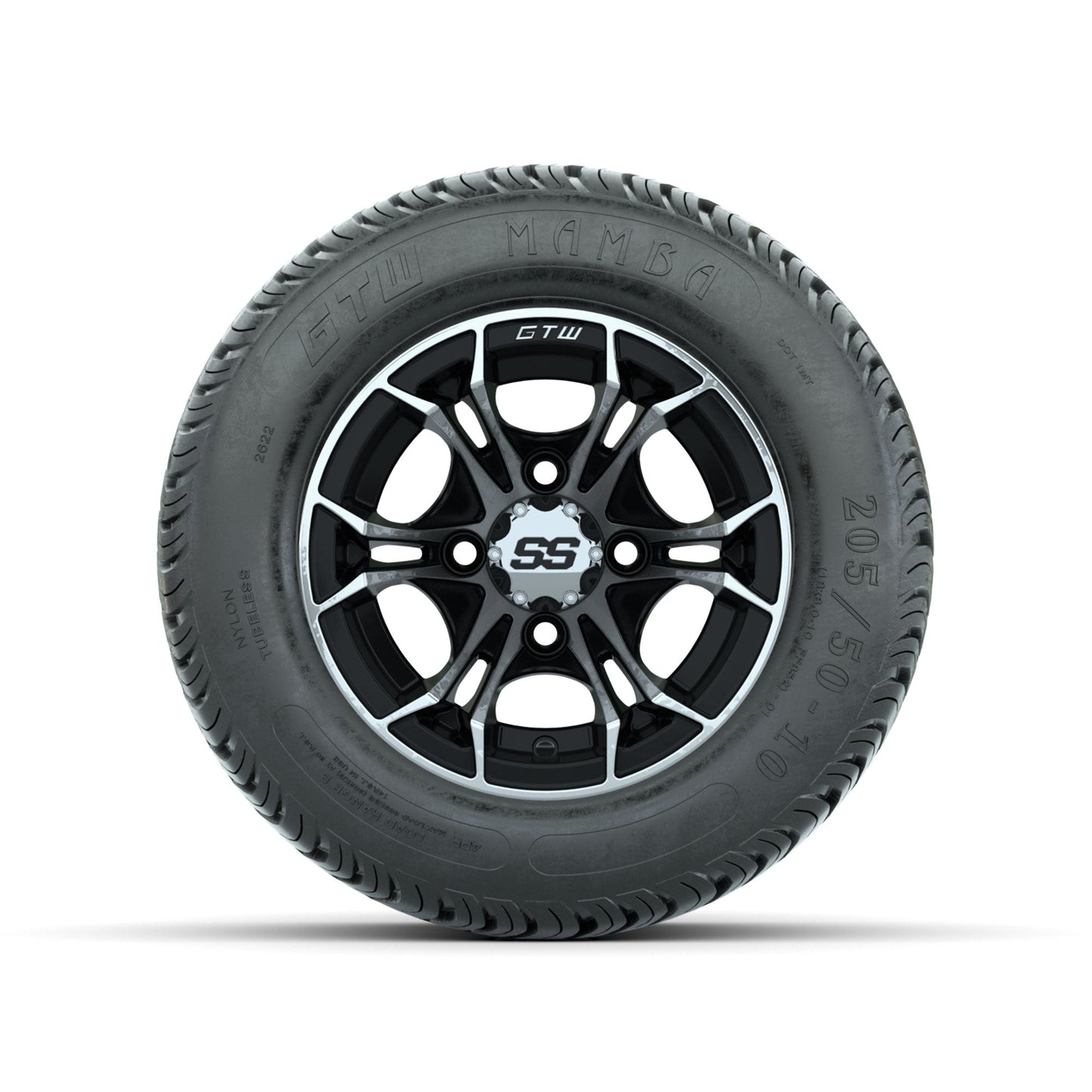 GTW Spyder Machined/Black 10 in Wheels with 205/50-10 Mamba Street Tires Full Set