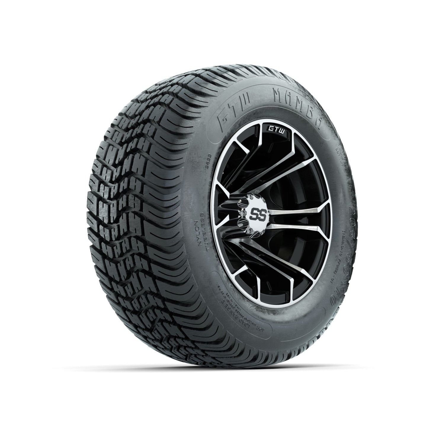 GTW Spyder Machined/Black 10 in Wheels with 205/50-10 Mamba Street Tires Full Set
