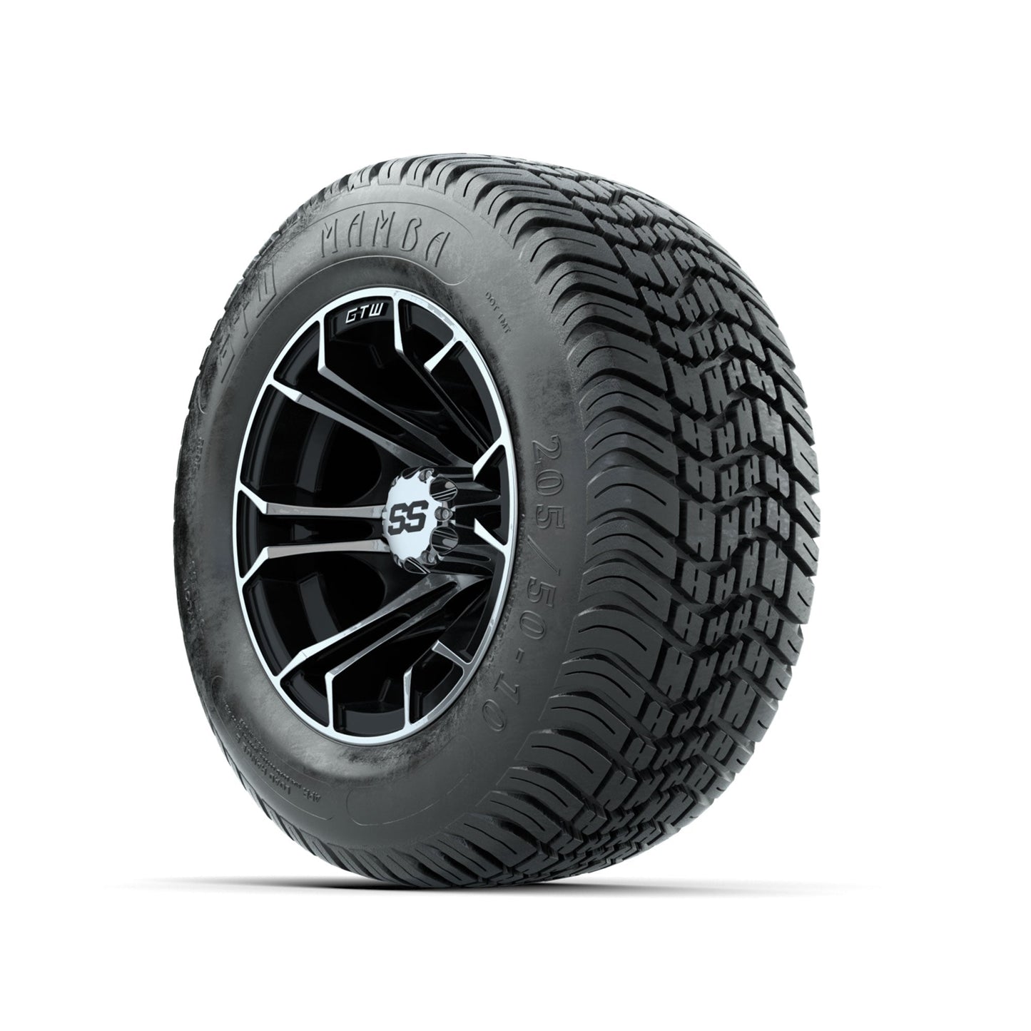 GTW Spyder Machined/Black 10 in Wheels with 205/50-10 Mamba Street Tires Full Set