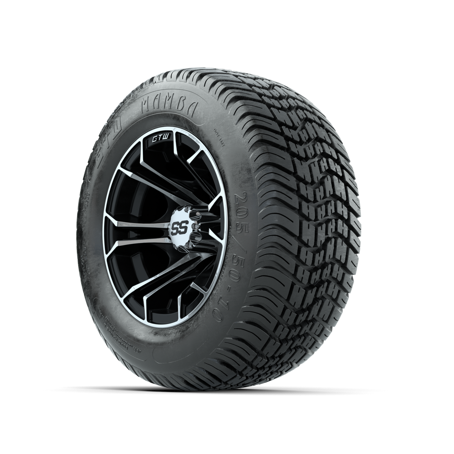 GTW Spyder Machined/Black 10 in Wheels with 205/50-10 Mamba Street Tires Full Set