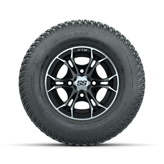 GTW Spyder Machined/Black 10 in Wheels with 20x10-10 Terra Pro S-Tread Traction Tires Full Set