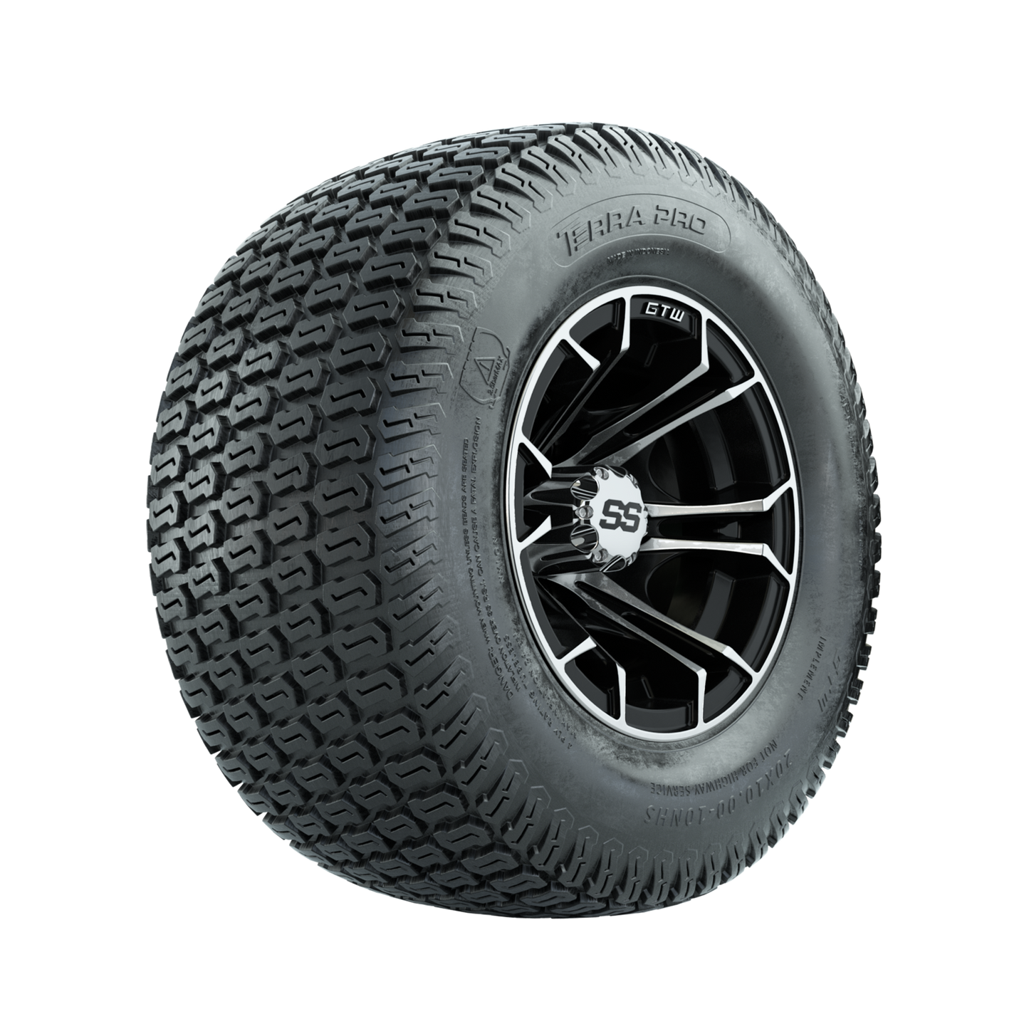GTW Spyder Machined/Black 10 in Wheels with 20x10-10 Terra Pro S-Tread Traction Tires Full Set
