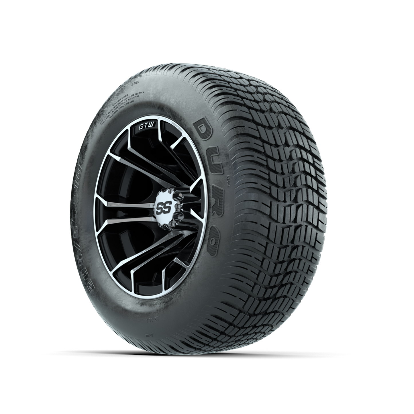GTW Spyder Machined/Black 10 in Wheels with 205/50-10 Duro Low-profile Tires Full Set