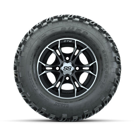 GTW Spyder Machined/Black 10 in Wheels with 20x10-10 Duro Desert All Terrain Tires Full Set