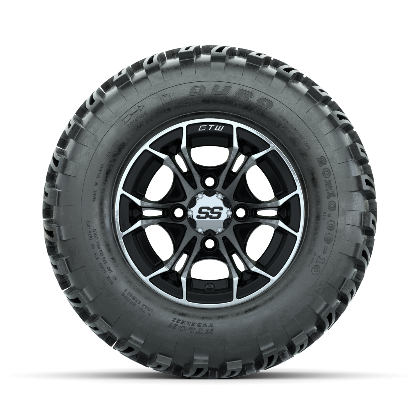 GTW Spyder Machined/Black 10 in Wheels with 20x10-10 Duro Desert All Terrain Tires Full Set