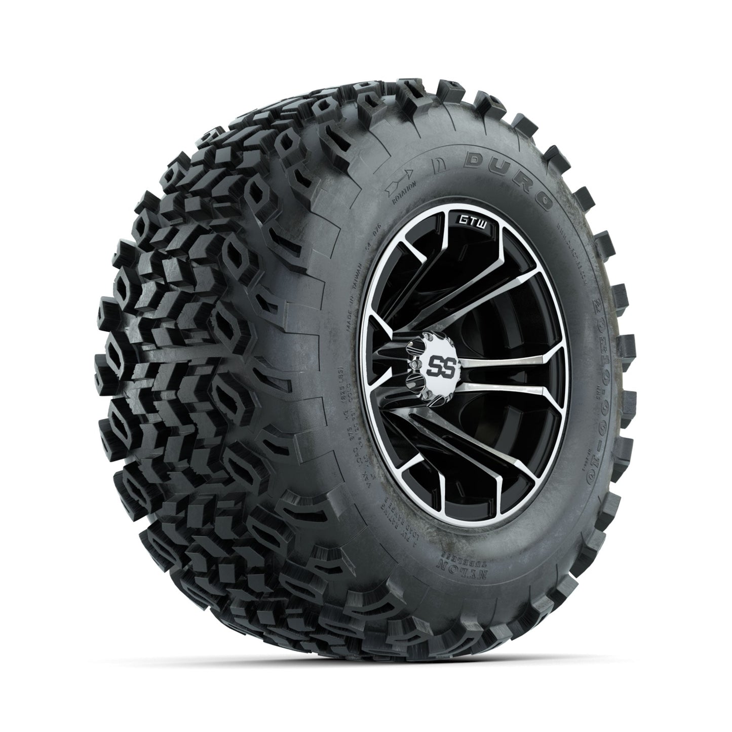 GTW Spyder Machined/Black 10 in Wheels with 20x10-10 Duro Desert All Terrain Tires Full Set