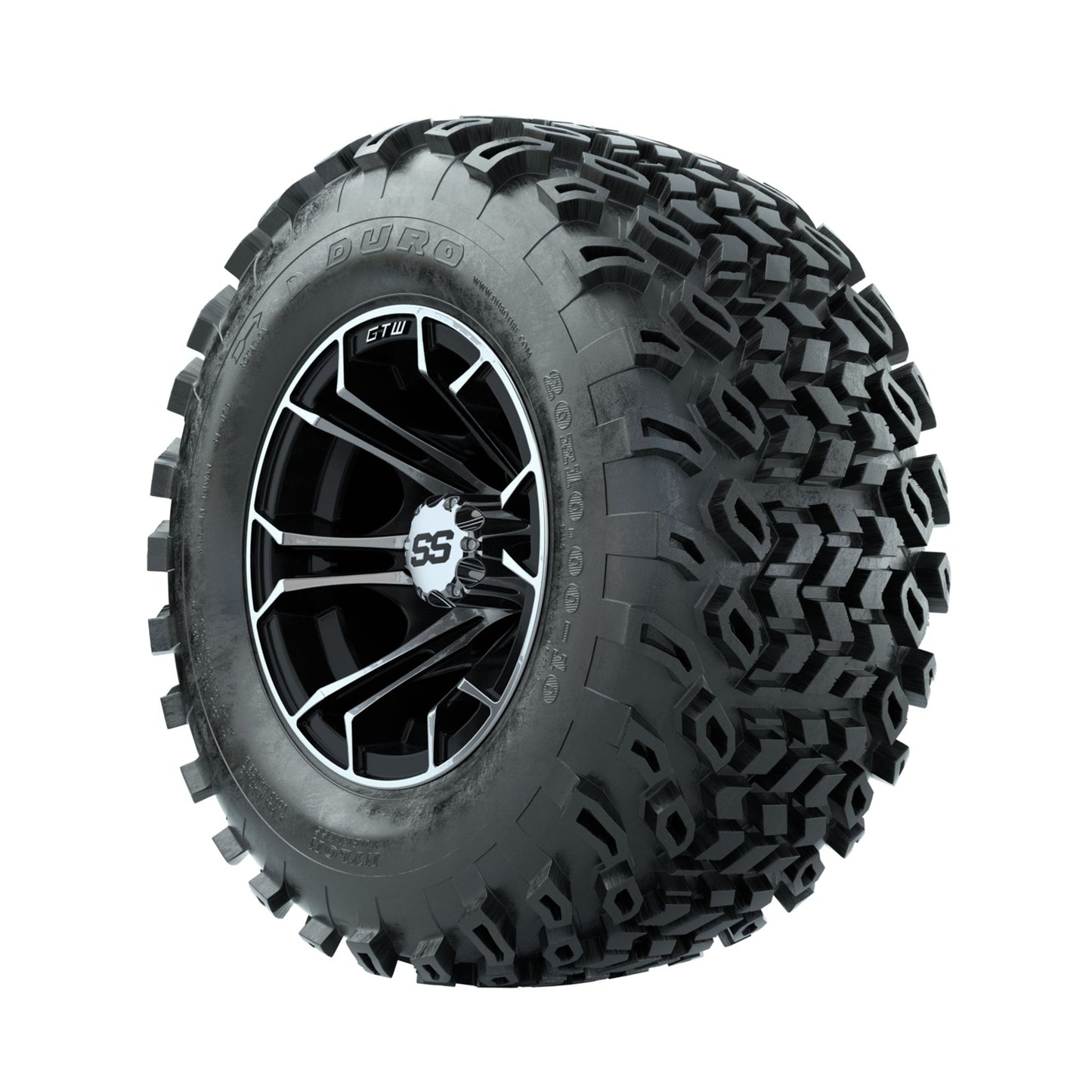 GTW Spyder Machined/Black 10 in Wheels with 20x10-10 Duro Desert All Terrain Tires Full Set