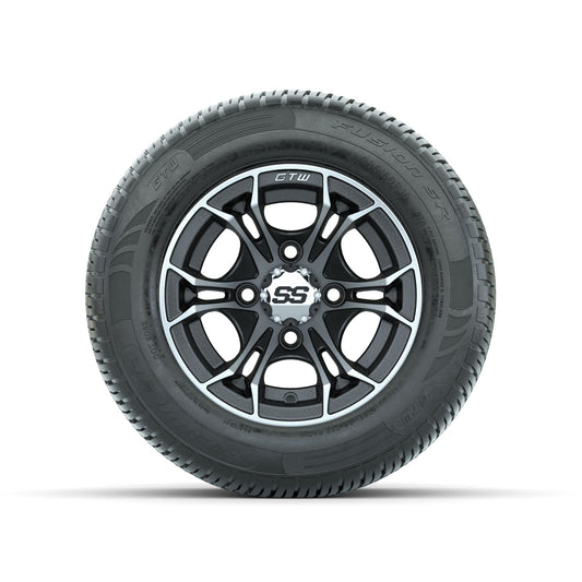 GTW Spyder Machined/Matte Grey 10 in Wheels with 205/50-10 Fusion SR Steel Belted Radial Tires Full Set
