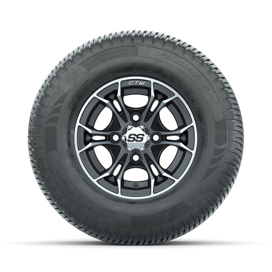GTW Spyder Machined/Matte Grey 10 in Wheels with 205/65-R10 Fusion SR Steel Belted Radial Tires Full Set
