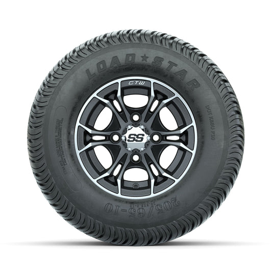 GTW Spyder Machined/Matte Grey 10 in Wheels with 205/65-10 Kenda Load Star Street Tires Full Set