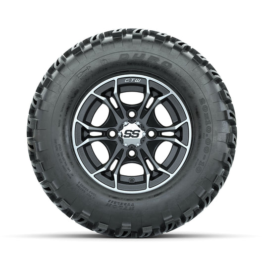GTW Spyder Machined/Matte Grey 10 in Wheels with 20x10-10 Duro Desert All Terrain Tires Full Set