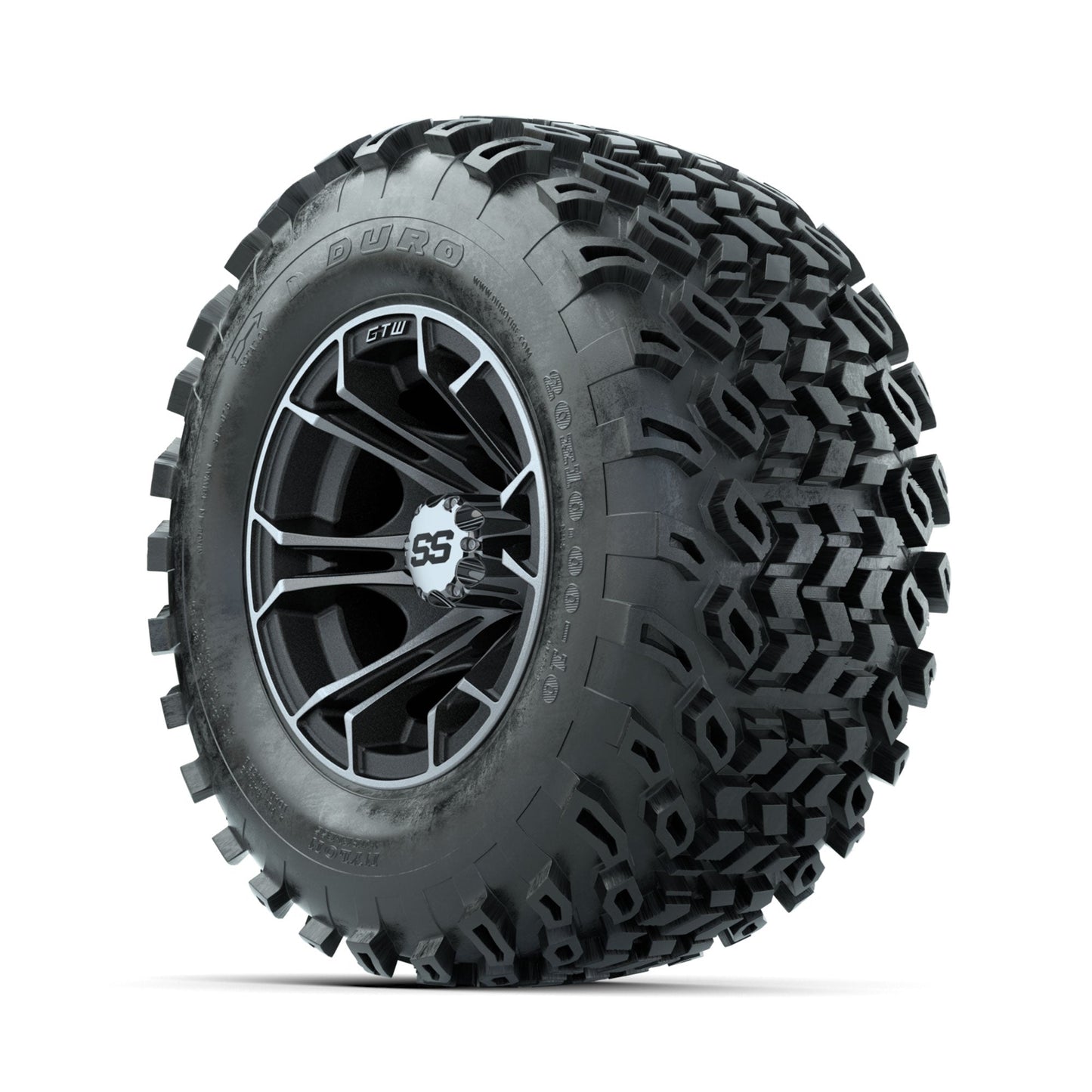 GTW Spyder Machined/Matte Grey 10 in Wheels with 20x10-10 Duro Desert All Terrain Tires Full Set