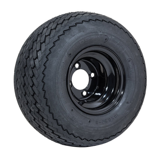 8" GTW Topspin Tire & Black Steel Wheel Assembly