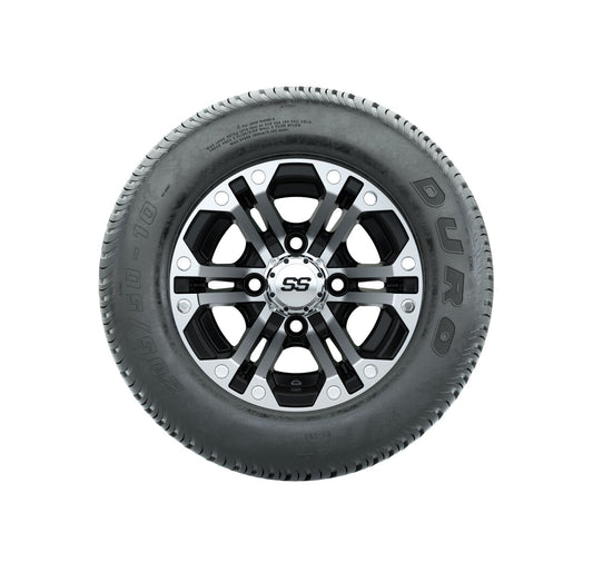 10" GTW Specter Black and Machined Wheels with 20" Duro Lo-Pro Street Tires Set of 4