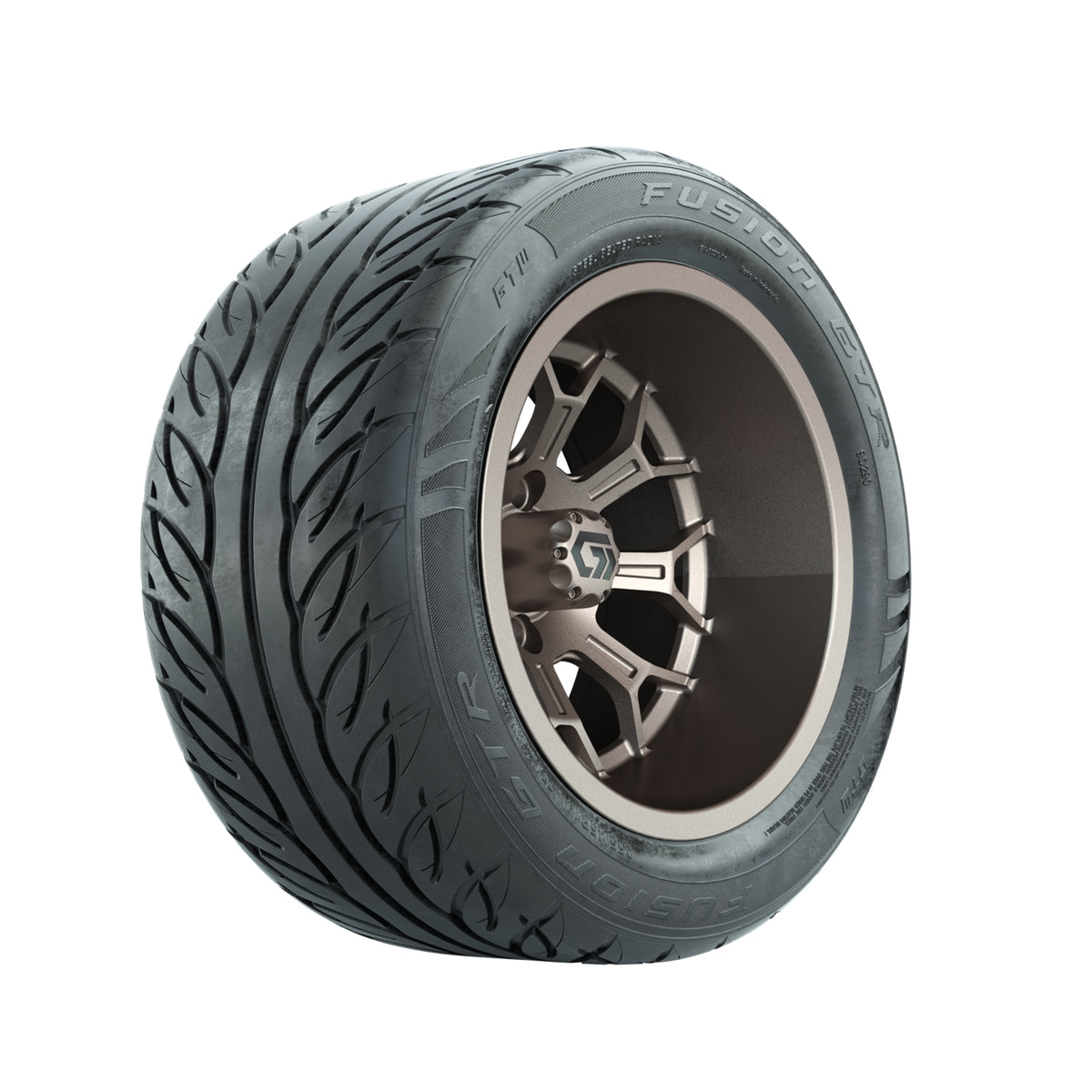 GTW® Assault Matte Bronze 14x9 Wheels with 255/45-R14 Fusion GTR Steel Belt Radial Street Tires – Full Set