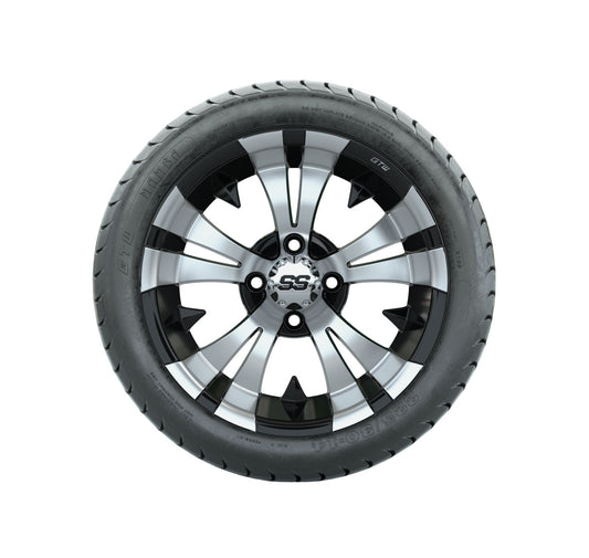 14" GTW Vampire Black and Machined Wheels with GTW Mamba Street Tires Set of 4