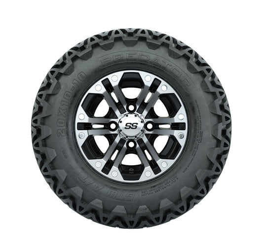 GTW Specter Black and Machined Wheels with 20in Predator A-T Tires - 10 Inch