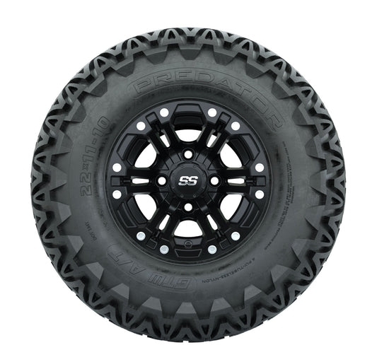 Set of 4 GTW Specter Matte Black Wheels with Predator A-T Tires - 10 Inch