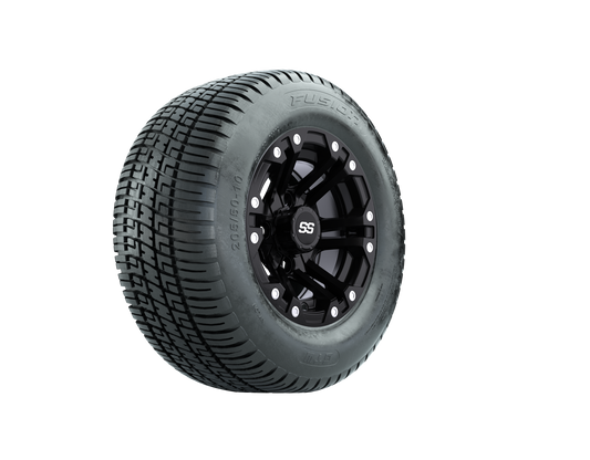 Set of 4 GTW Specter Matte Black Wheels with DOT Approved Fusion Street Tires - 10 Inch