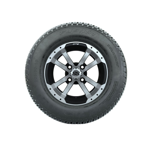 GTW Storm Trooper Black and Machined Wheels with 18in Fusion DOT Approved Street Tires - 10 Inch