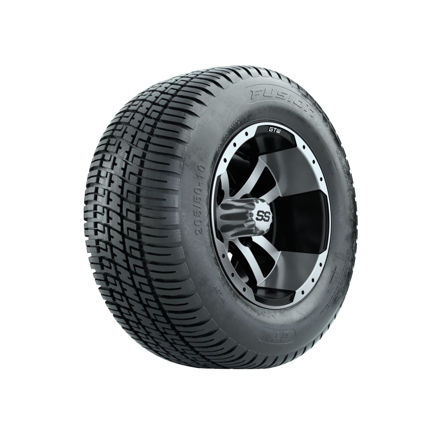 GTW Storm Trooper Black and Machined Wheels with 18in Fusion DOT Approved Street Tires - 10 Inch