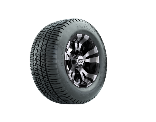 GTW Vampire Black and Machined Wheels with 18in Fusion DOT Approved Street Tires - 10 Inch