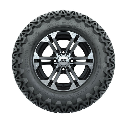 GTW Specter Black and Machined Wheels with 22in Timberwolf Mud Tires - 12 Inch