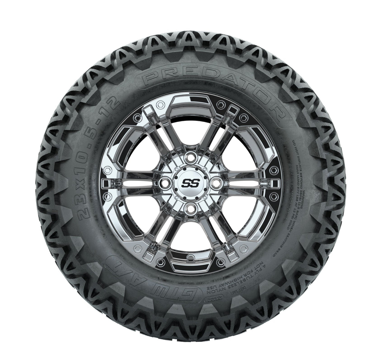 GTW Specter Chrome Wheels with 23in Predator A-T Tires - 12 Inch