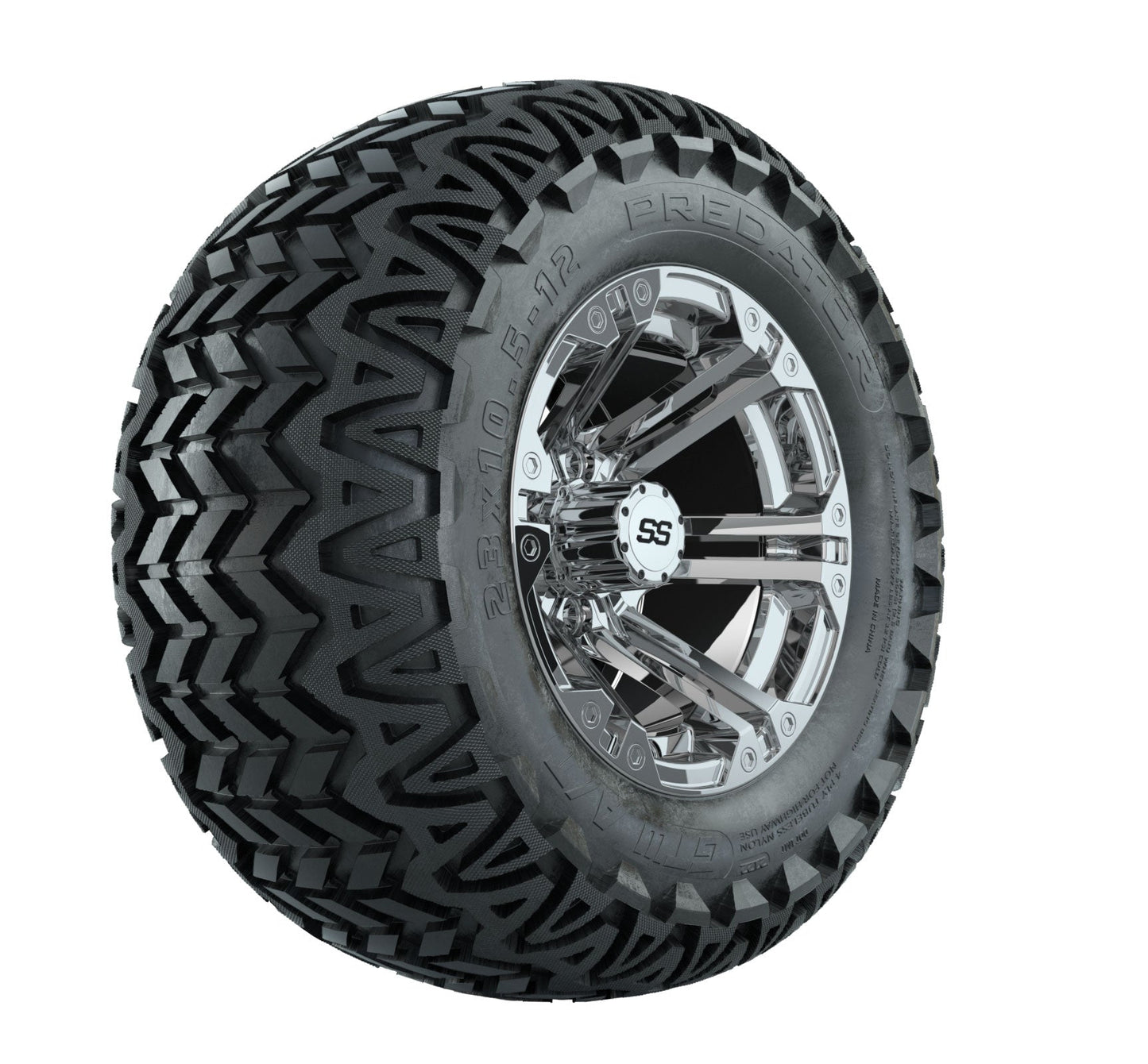 GTW Specter Chrome Wheels with 23in Predator A-T Tires - 12 Inch