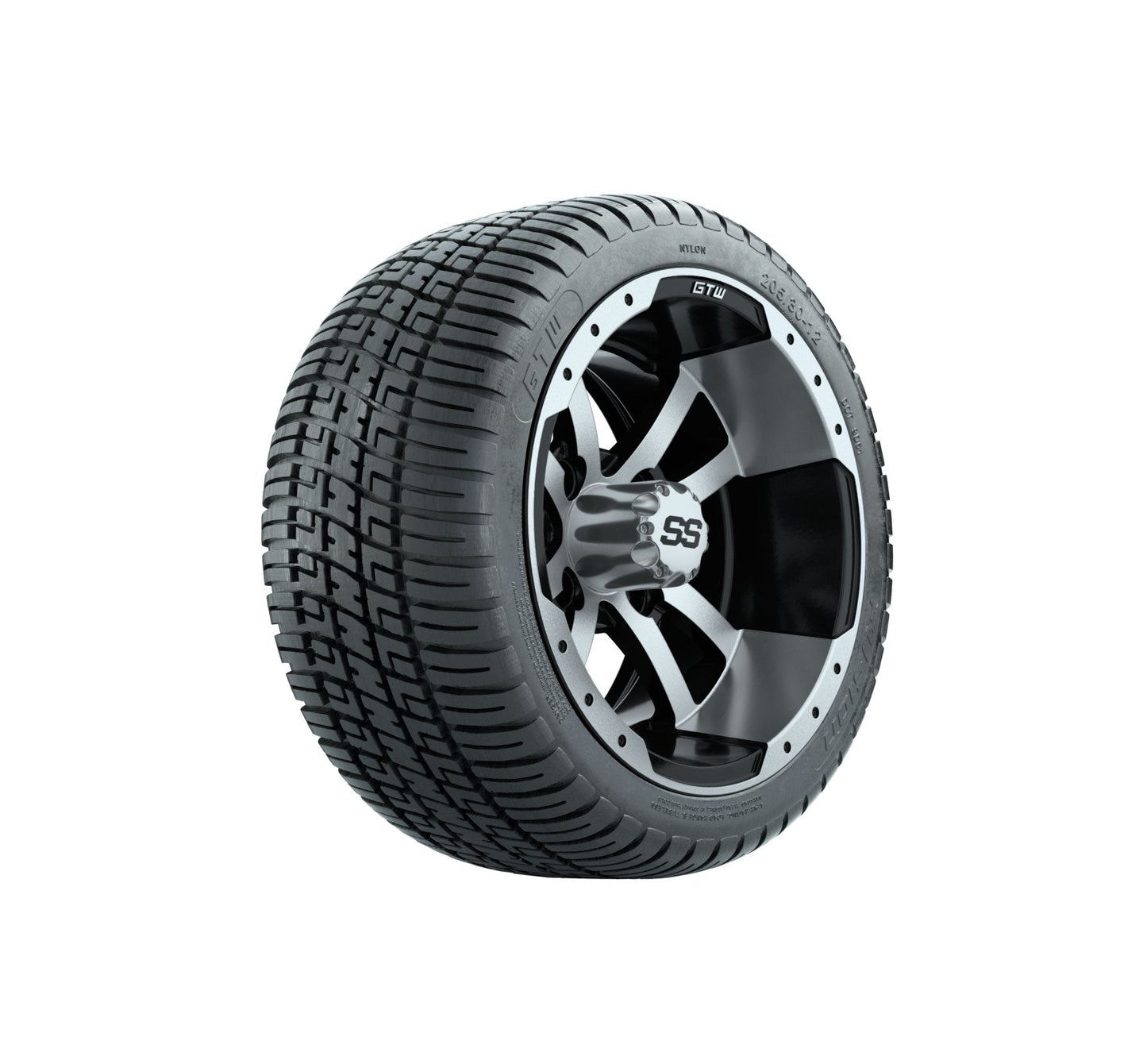 GTW Storm Trooper Black and Machined Wheels with 18in Fusion DOT Approved Street Tires - 12 Inch
