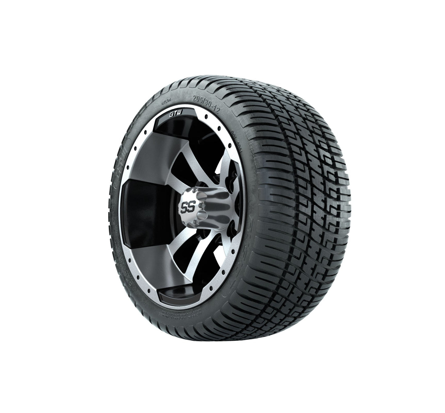 GTW Storm Trooper Black and Machined Wheels with 18in Fusion DOT Approved Street Tires - 12 Inch