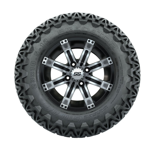GTW Tempest Black and Machined Wheels with 23in Predator A-T Tires - 12 Inch