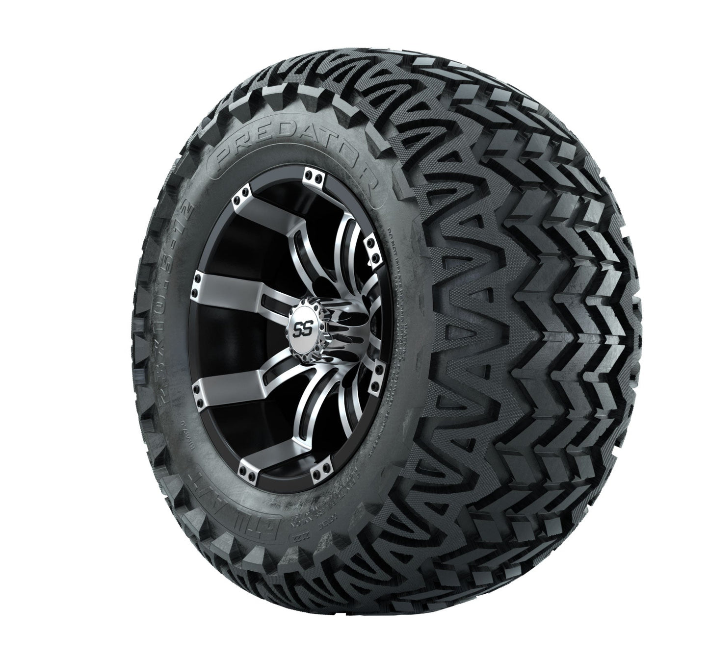 GTW Tempest Black and Machined Wheels with 23in Predator A-T Tires - 12 Inch