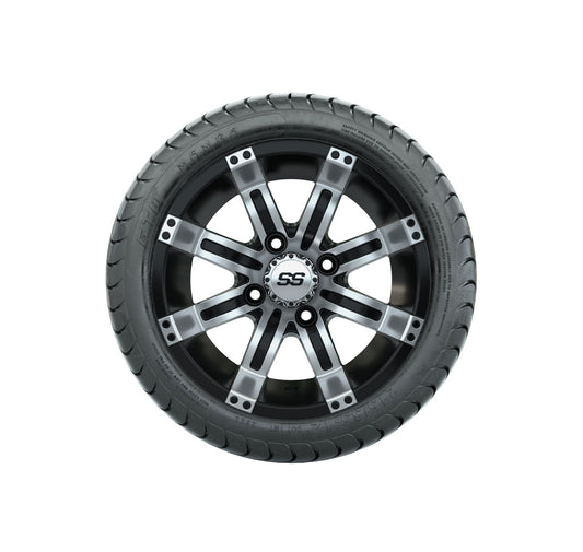 GTW Tempest Black and Machined Wheels with 18in Mamba DOT Approved Street Tires - 12 Inch