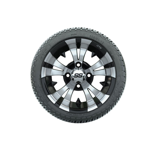 GTW Vampire Black and Machined Wheels with 18in Fusion DOT Approved Street Tires - 12 Inch