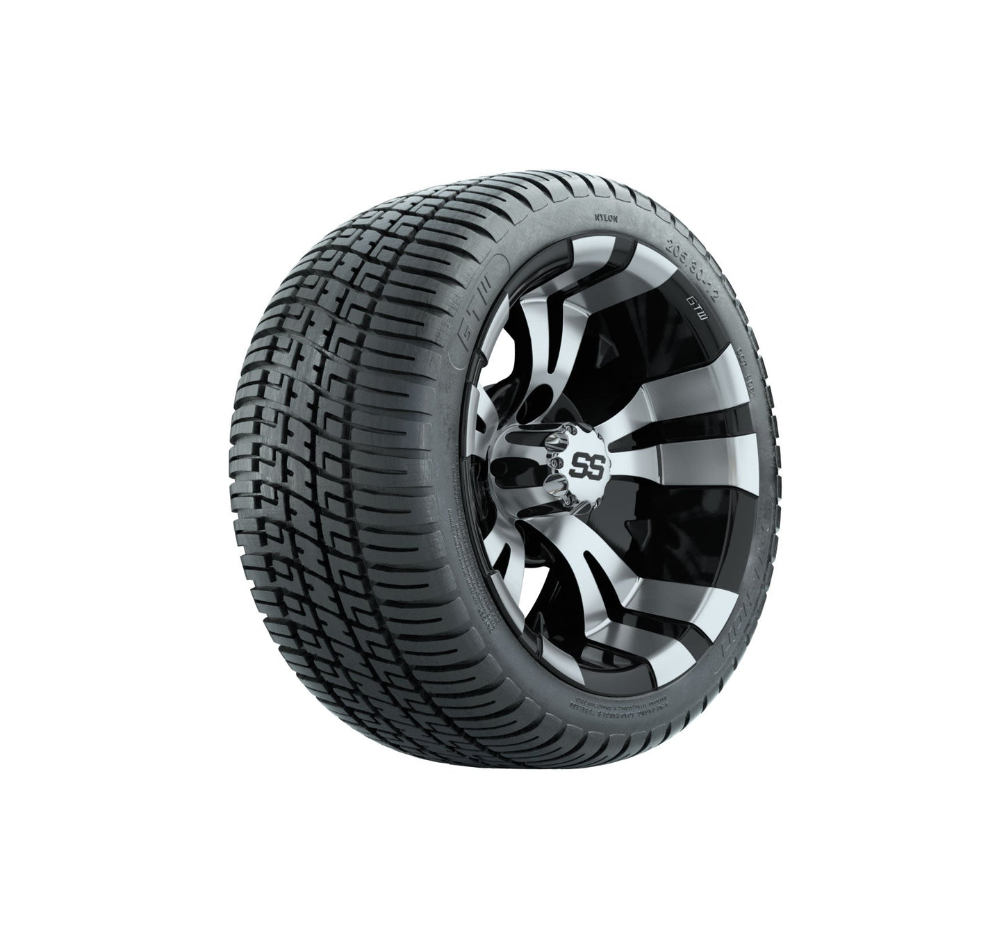 GTW Vampire Black and Machined Wheels with 18in Fusion DOT Approved Street Tires - 12 Inch