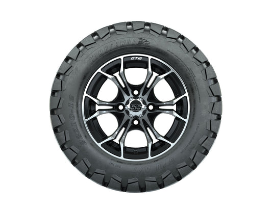 Set of 4 GTW 12in Spyder Black and Machined Wheels with 22in Timberwolf Mud Tires