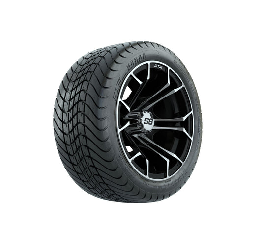 GTW Spyder 12" Black & Machined Wheels with 18" Mamba DOT Street Tires — Set of 4