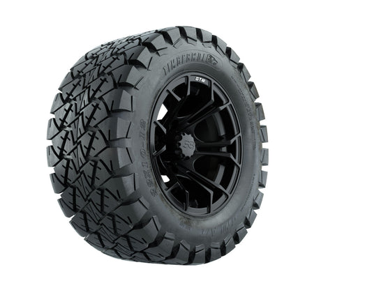 GTW Spyder 12" Black & Machined Wheels with 22" Timberwolf A/T Tires — Set of 4