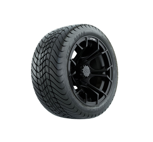 GTW Spyder 12" Matte Black Wheels with 18" Mamba DOT Street Tires — Set of 4