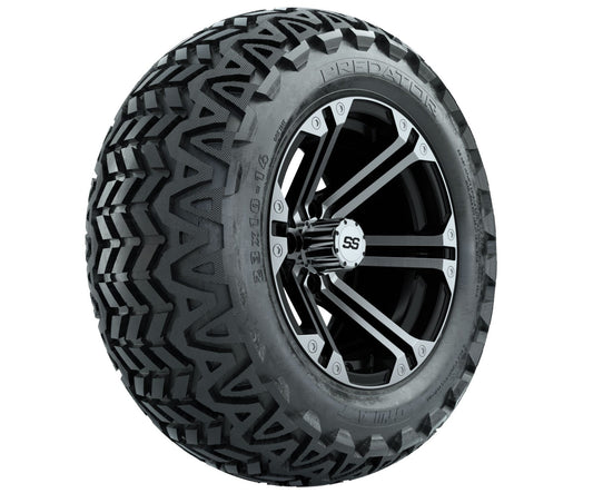 GTW Specter 14" Black & Machined Wheels with 23" Predator A/T Tires — Set of 4