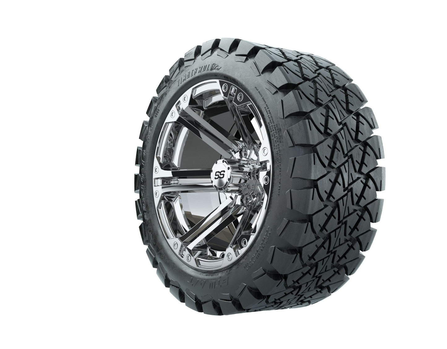 GTW Specter Chrome Wheels with 22in Timberwolf Mud Tires - 14 Inch