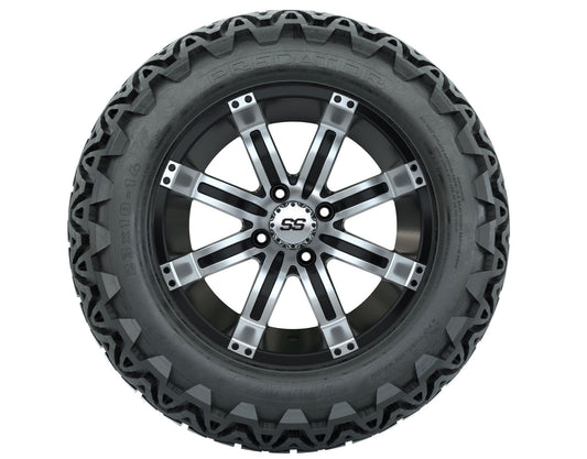 GTW Tempest Black and Machined Wheels with 23in Predator A-T Tires - 14 Inch
