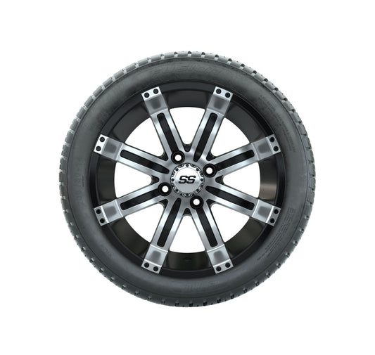 GTW Tempest Black and Machined Wheels with 18in Fusion DOT Approved Street Tires - 14 Inch