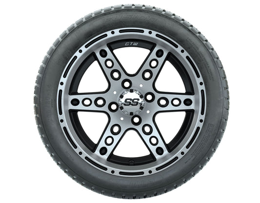 GTW Dominator Black and Machined Wheels with 18in Fusion DOT Approved Street Tires - 14 Inch