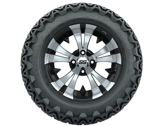 GTW Vampire Black and Machined Wheels with 23in Predator A-T Tires - 14 Inch